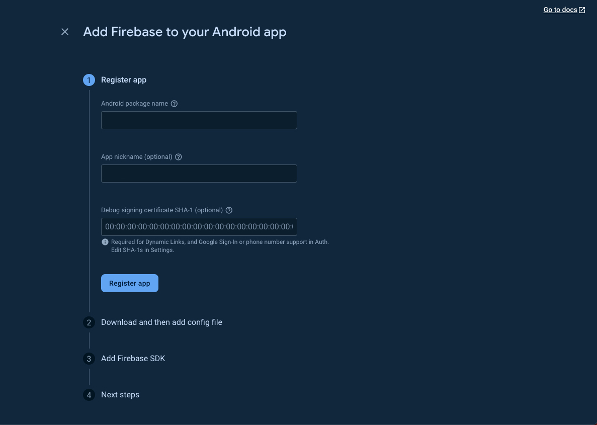 Get started by adding Firebase to your app